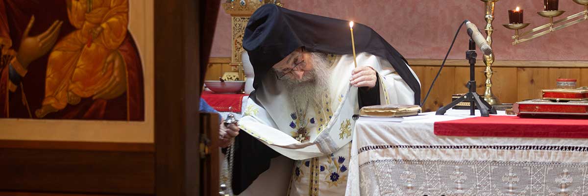 Unser ehrwürdiger Altvater Abt Basilius im Altar der Skite